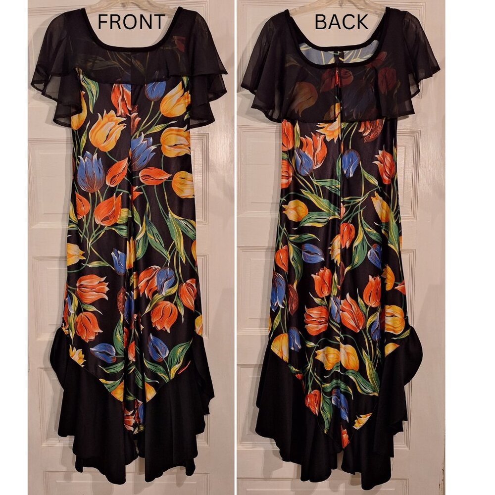 Handmade Floral Maxi Dress – Boho Elegance with Sheer Overlay